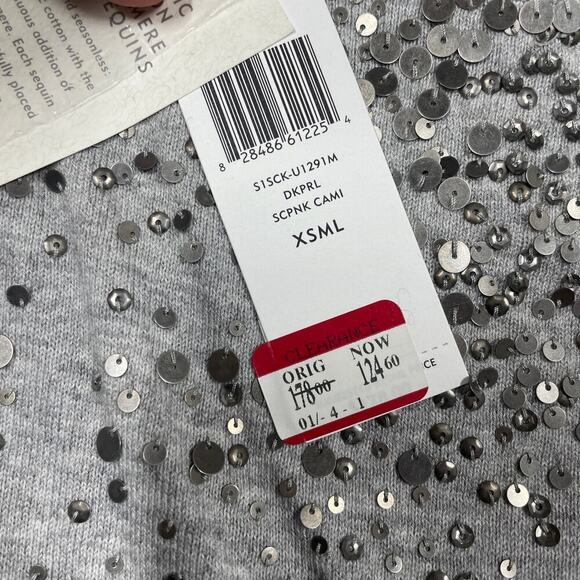 Eileen Fisher Womens Size XS Cashmere Cotton Embellished Sequin Tank Gray - Picture 4 of 10